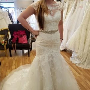 Casablanca cap sleeve lace wedding dress